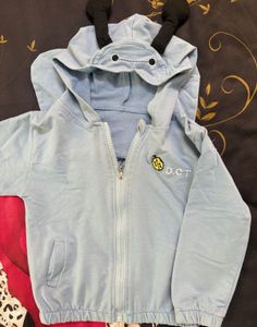 Cute Baby Blue Hoodie with Antennas