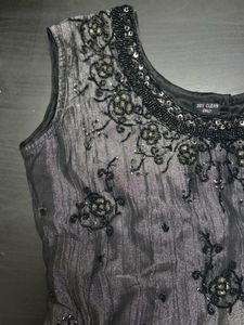 grey beaded top