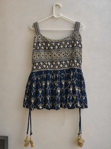 Navy Blue Embroidered Festive Sharara Set