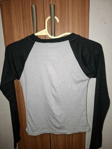 Grey &amp; Black Long Sleeve Raglan Tee