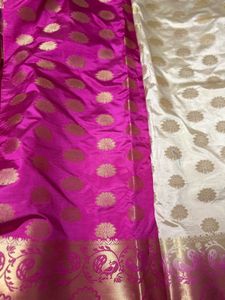 Cream Gold Floral Saree