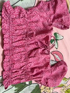 Cute Pink Ruffle Crop Top