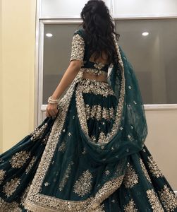 Emerald Green Embroidered Lehenga Set