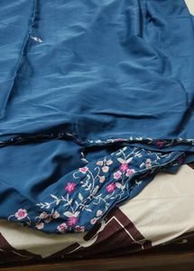 hand  Embroidered  mix crap saree