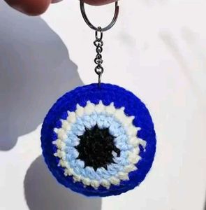 Evil Eye Crochet Keychain