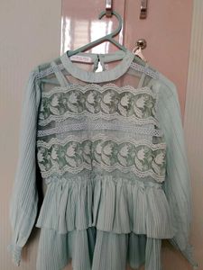 party wear Mint Lace Detail Blouse