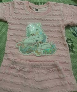 Cute Pink Unicorn T-Shirt and Shorts Set