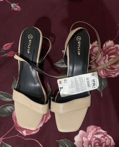 Stylish Beige Block Heels