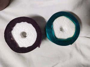 Teal and Purple Satin Ribbon Rolls