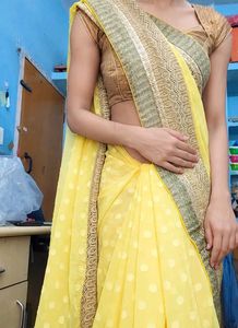 Yellow Saree with Embellished Blouse