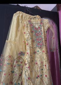 Beautiful Yellow Embroidered Kurta Set with Dupatt