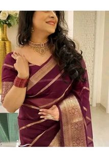 Elegant Maroon Saree with Gold Border