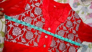 Stunning Red Embroidered Anarkali Suit
