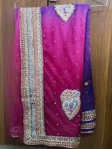 Exquisite Purple Embroidered Saree