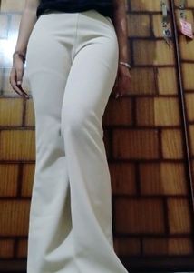 Cream Flared Pants