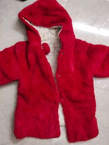 Red Fuzzy Hooded Jacket۶ৎ