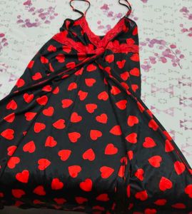 Black &amp; Red Heart Print  Sweet Nightie