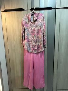 Floral pink top and palazzo Co-od Set