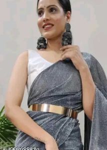 Sparkling Grey Saree No piece of blouse only sare