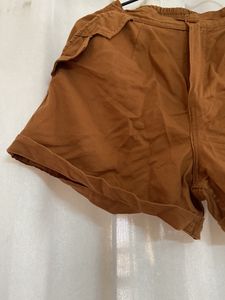 Brown Cotton Shorts