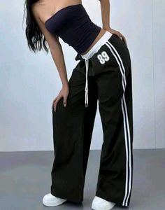 Y2K Style Wide Leg Track Pants