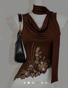 Brown sequin Embellished Top