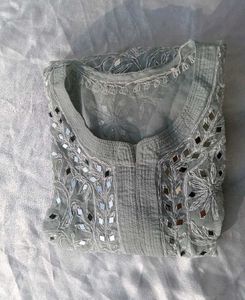 mirror work Chikankari Embroidered Kurta
