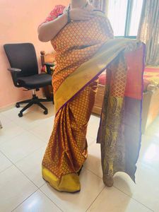 modak print red paithani