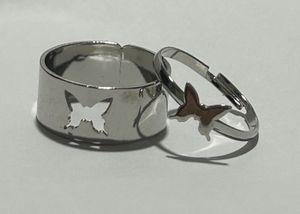 Cute Butterfly Couple Rings Set