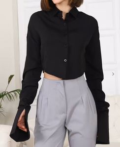 Chic Black Cropped Bell Sleeve Top