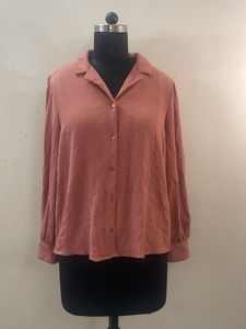 Dusty Rose Collared Button-Up Top