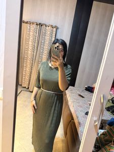 Olive Green Midi Dress🎀🦋