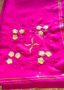 Vibrant Pink Embroidered Saree