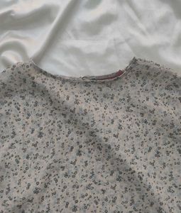 Sheer Floral Bell Sleeve Top