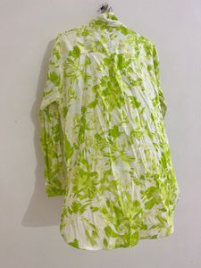 Green Floral Print Button-Up Shirt