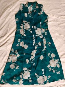 Stylish Teal Floral Sleeveless co-ord set