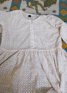 Elegant White Chikankari Kurta Top