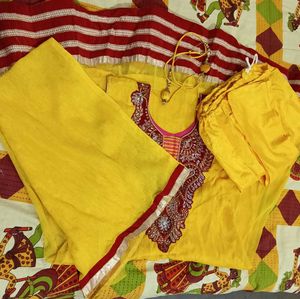 Yellow Embroidered Anarkali Suit