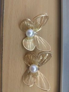 Gold Butterfly Pearl Earrings
