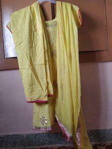 Lemon Yellow Stitch Plazo With Kurti 🌸