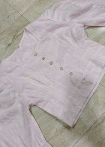 Embroidered Pink Cotton Blouse