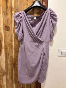 Stylish Lavender Puff Sleeve Dress