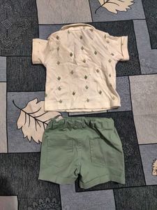Cute Cactus Print Polo Shirt &amp; Shorts Set