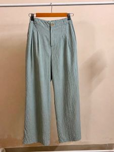 Light Green Wide Leg Pleated Pants