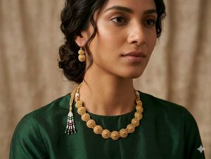 Elegant Gold Toned Necklace & Earrings Set