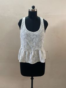 White Lace Peplum Tank Top