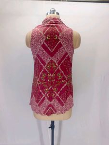 Women's Pink Printed Sleeveless Blouse