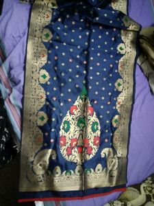 Navy Blue Banarasi Dupatta