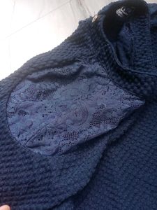 Stylish Textured Navy Blue Top