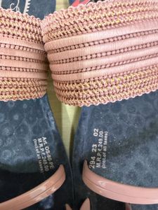 Stylish Pink &amp; Black Flat Sandals